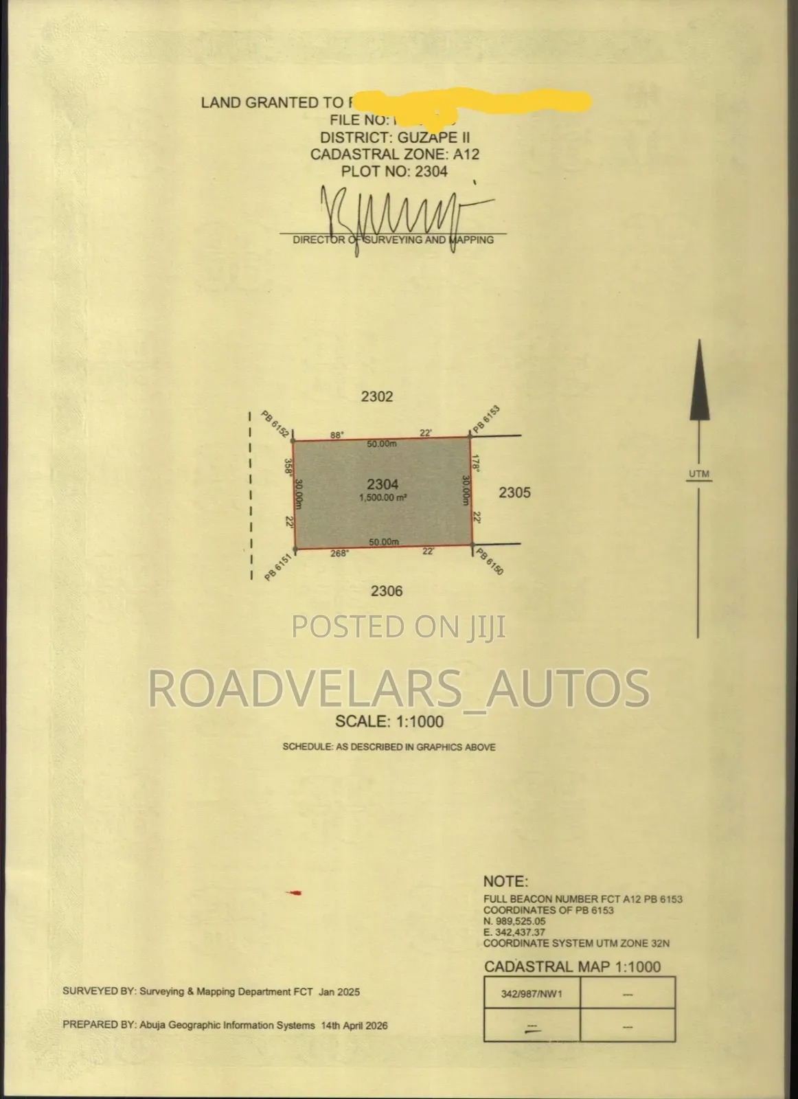1500sqm Land Available at GUZAPE II in Guzape District