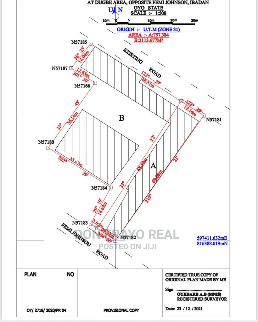 2,870sqm Landsize in Dugbe Opp GTB Fidelity Bank Ibadan in Basorun