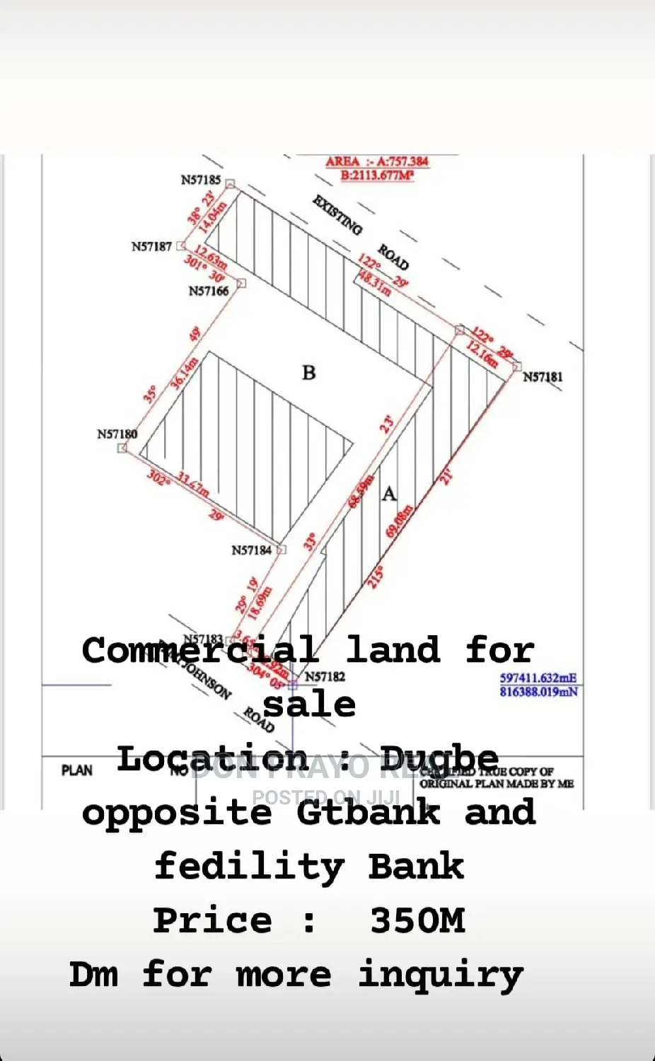 2,870sqm Landsize in Dugbe Opp GTB Fidelity Bank Ibadan in Basorun