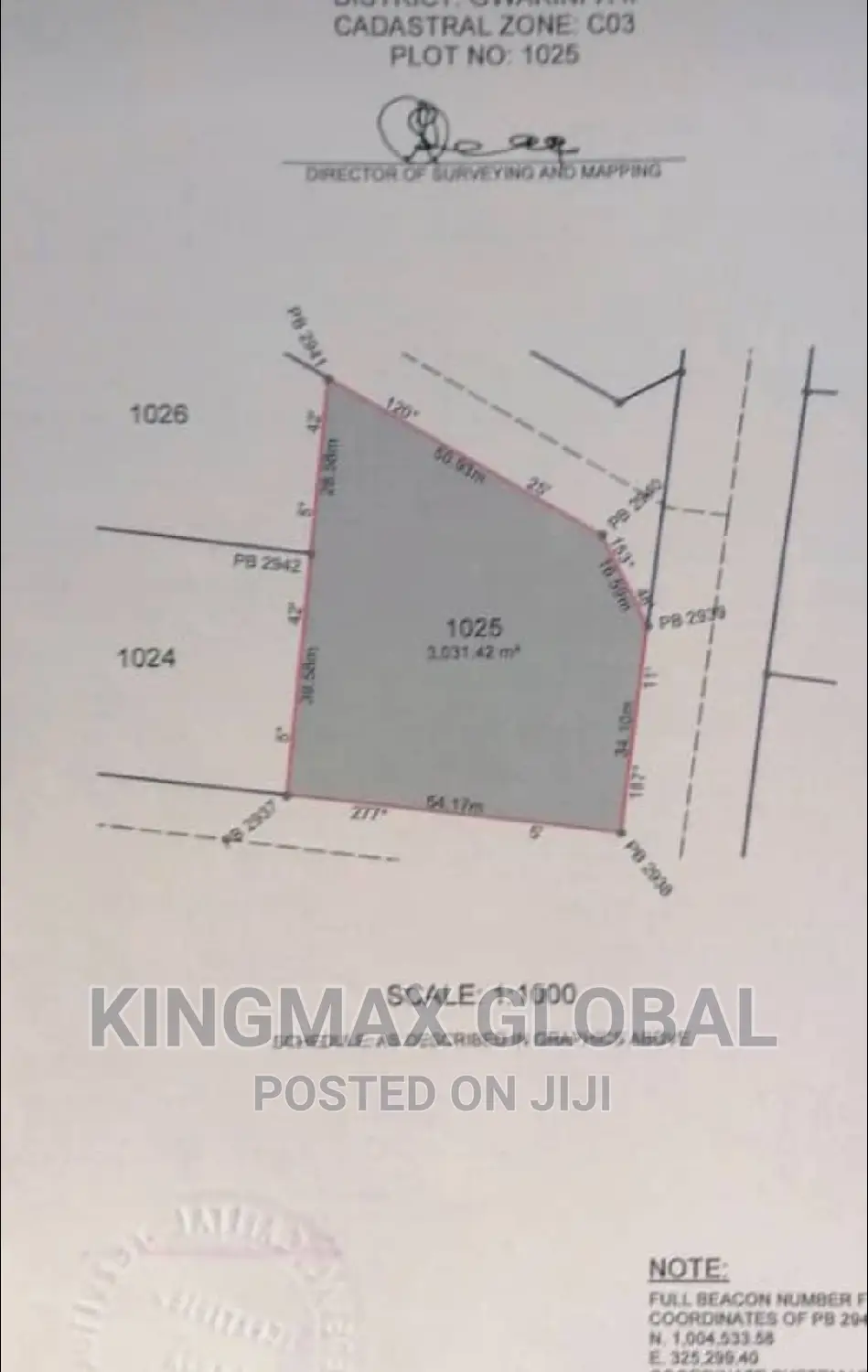 Plot :1025, Size: 3,031.42SQM. District: Life Camp, Abuja. in Life Camp