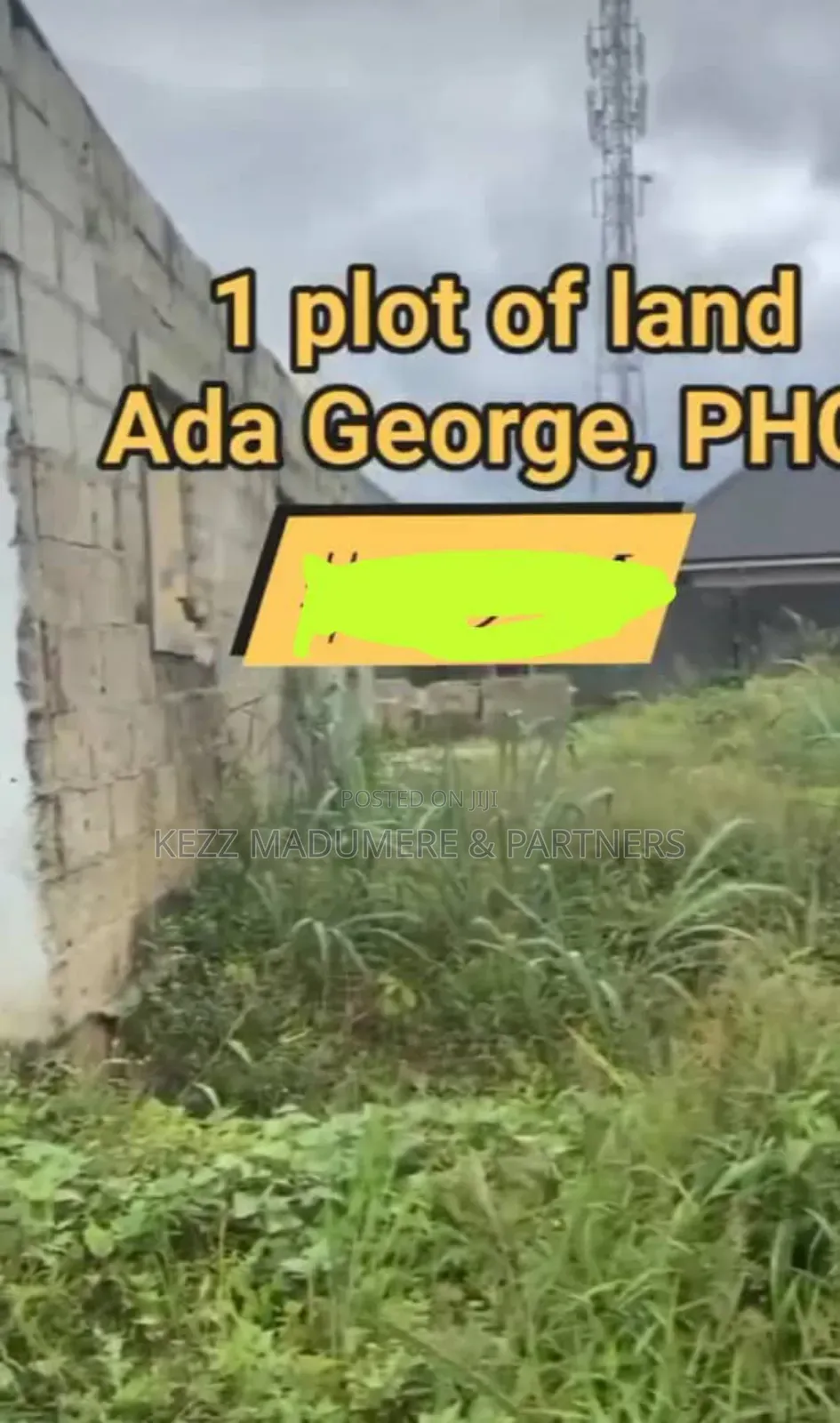 For Sale : 1 Plot 5 Meters From the New Road ,At Ada George in Port-Harcourt