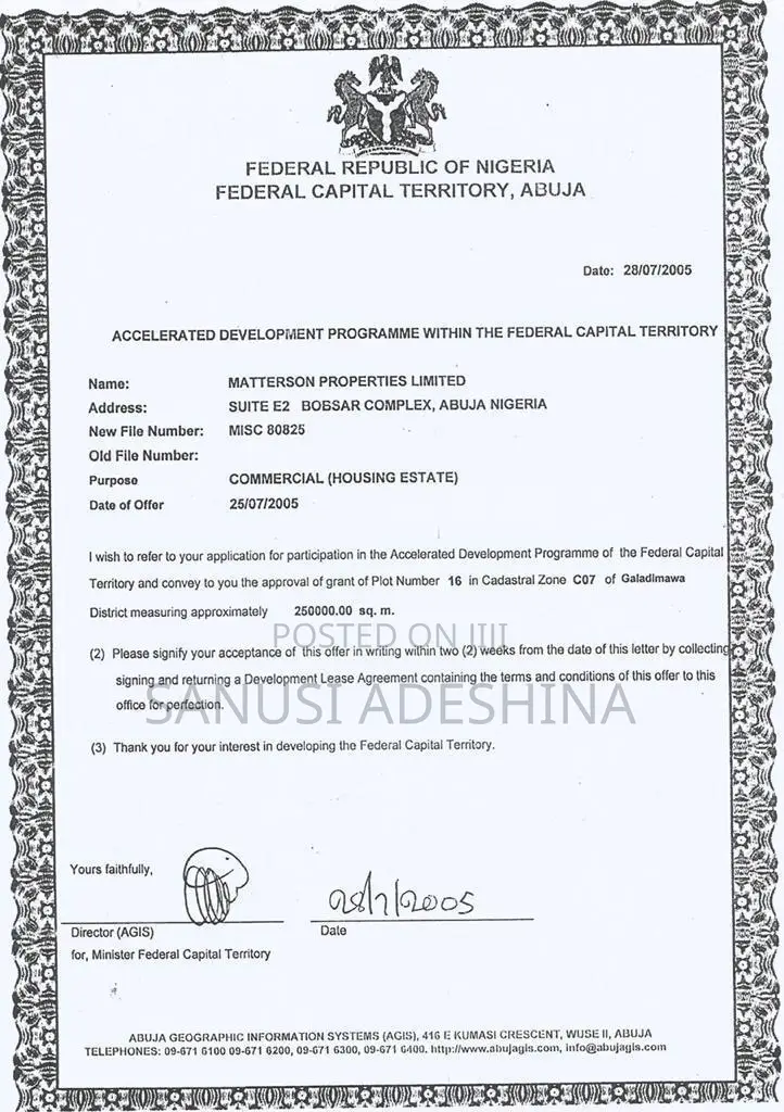 14.300hectares of Mass Housing at Galadimawa Abuja Nigerian in Galadimawa