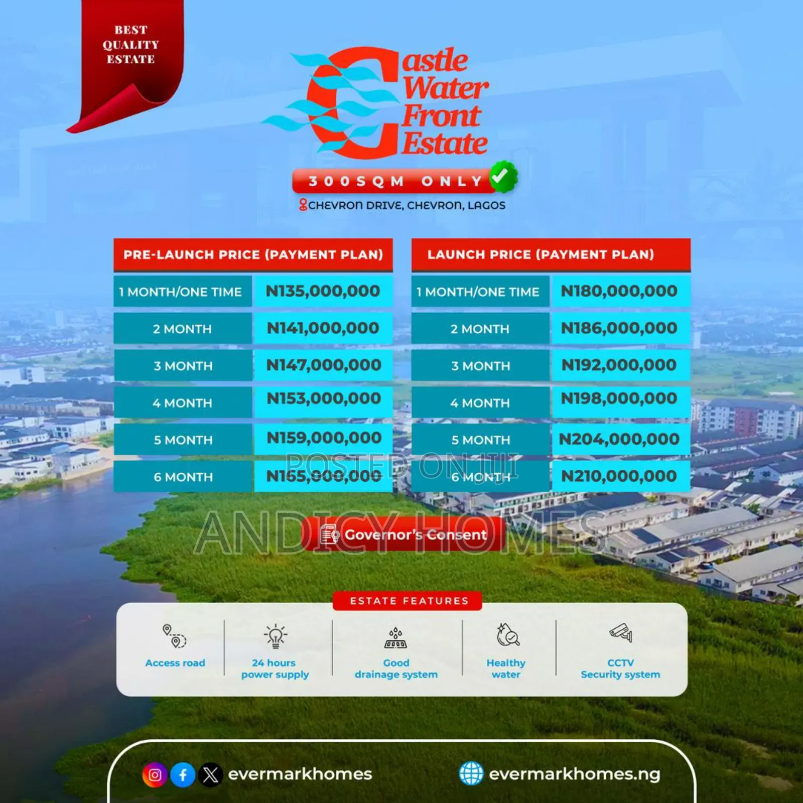 Castle Waterfront Estate at Chevron Drive With Cofo in Chevron