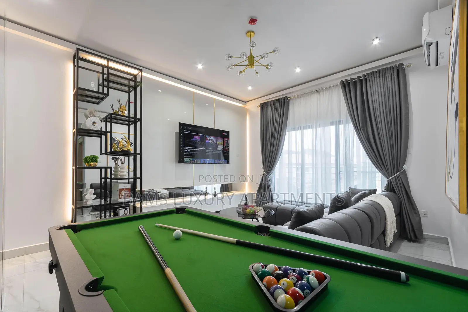 Grey Unit 2 Bedroom Apartment With Snooker ,Table Tennis in Lekki Phase 1