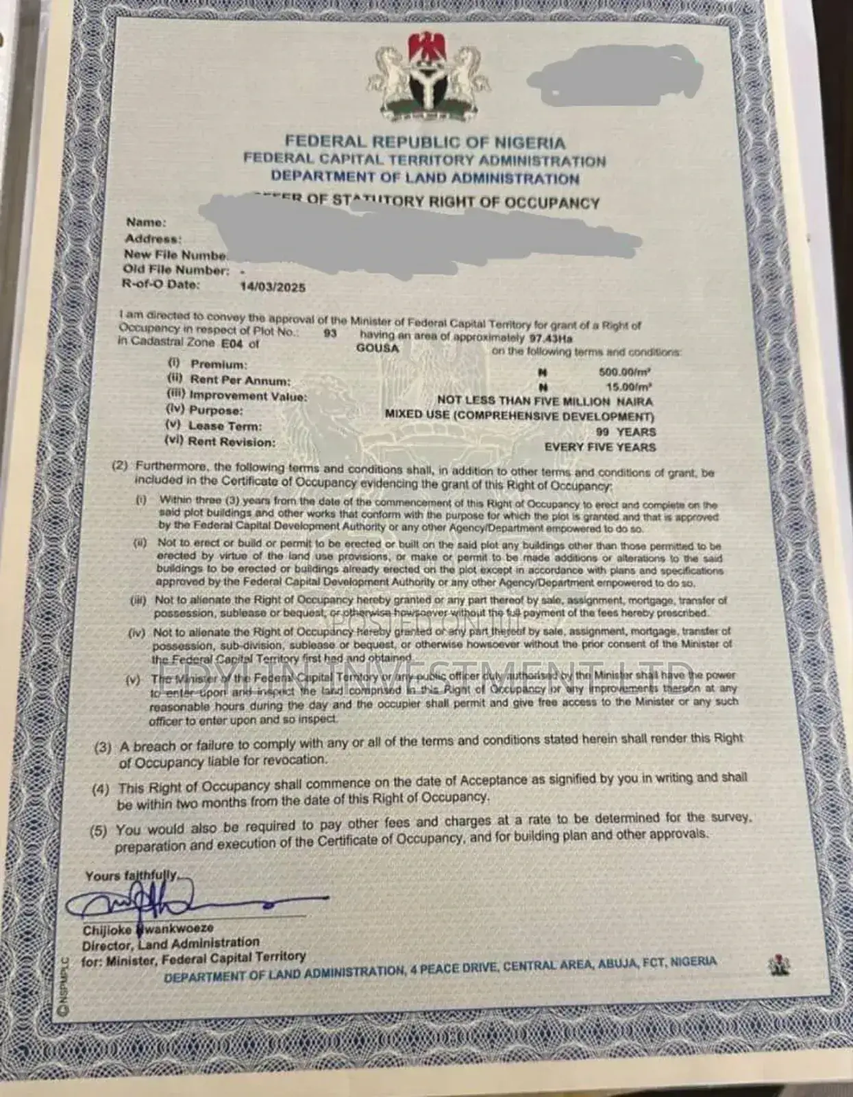 Gousa Airport Road Plot of Land at at FCT Abuja in Kiami