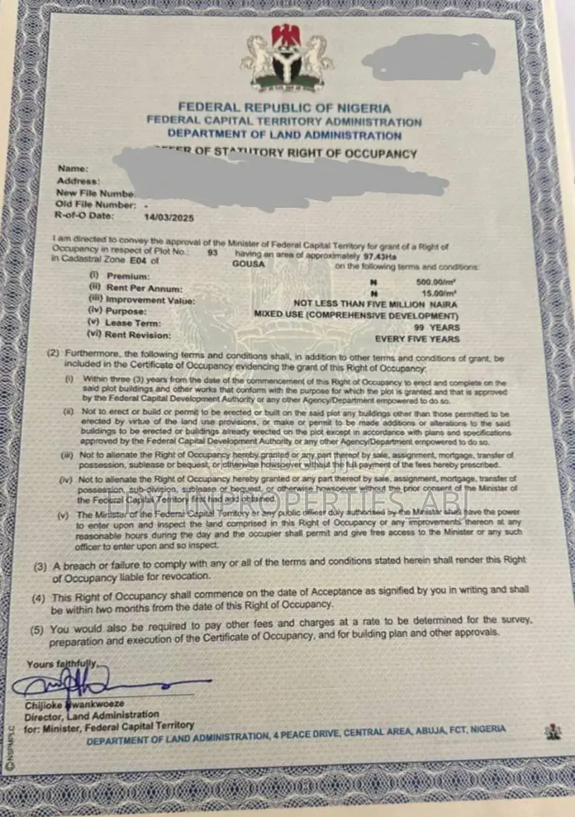 Gousa Airport Road Plot of Land at at FCT Abuja in Kiami