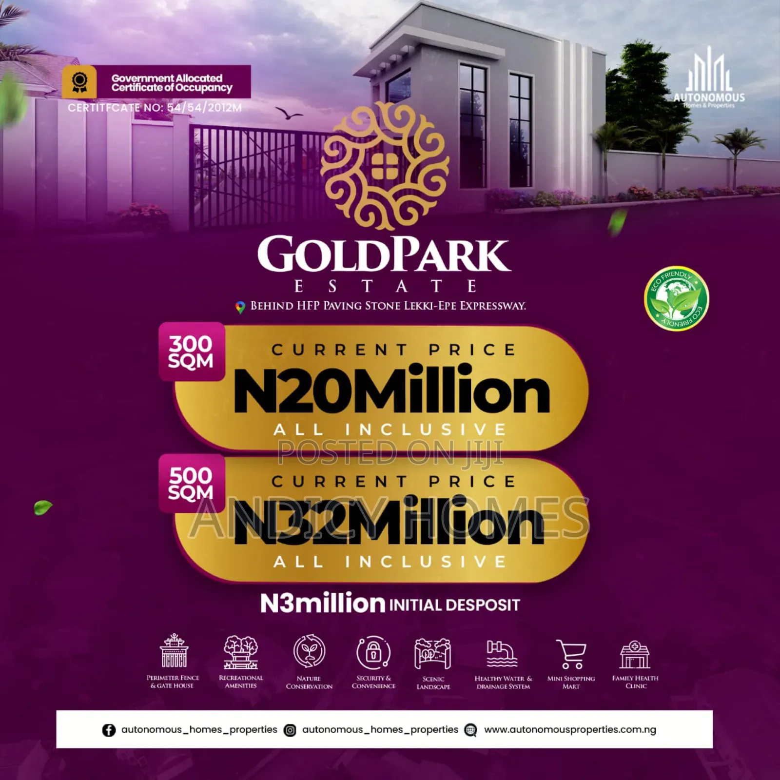 Fast Selling Cofo Land at Gold Park Estate for Sales in Ibeju