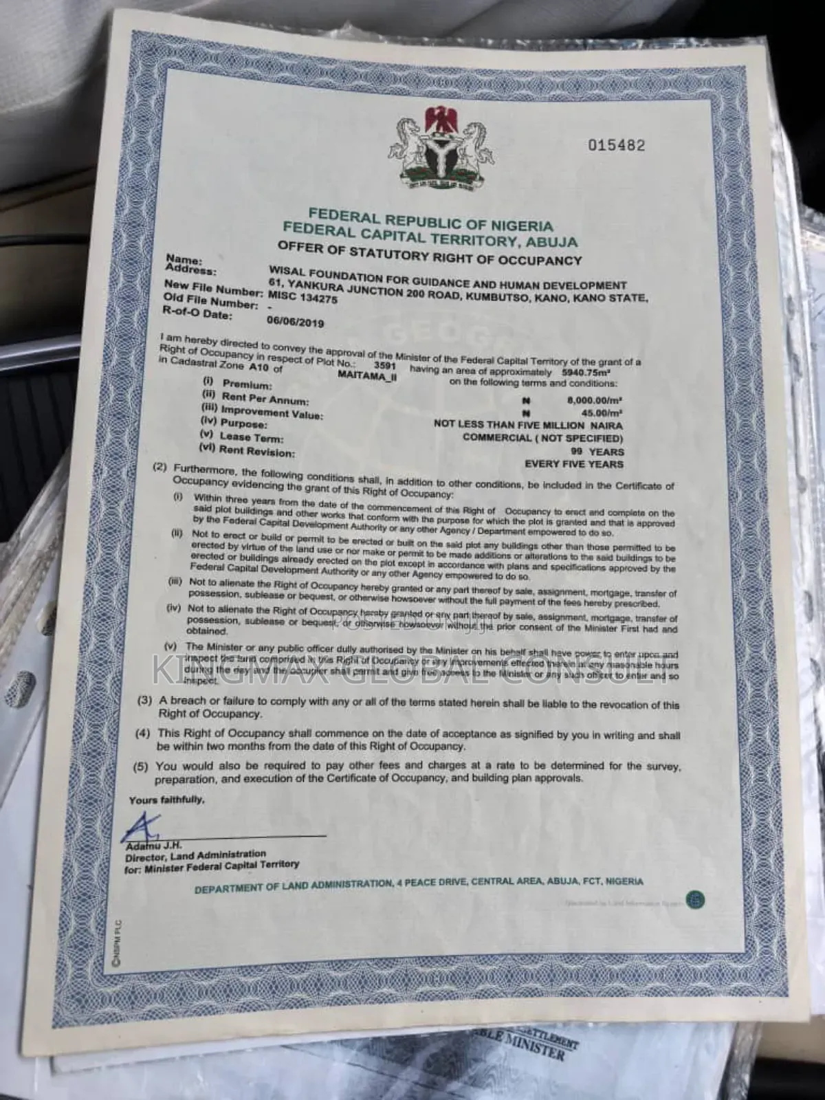 Certificate of Occupancy in Maitama