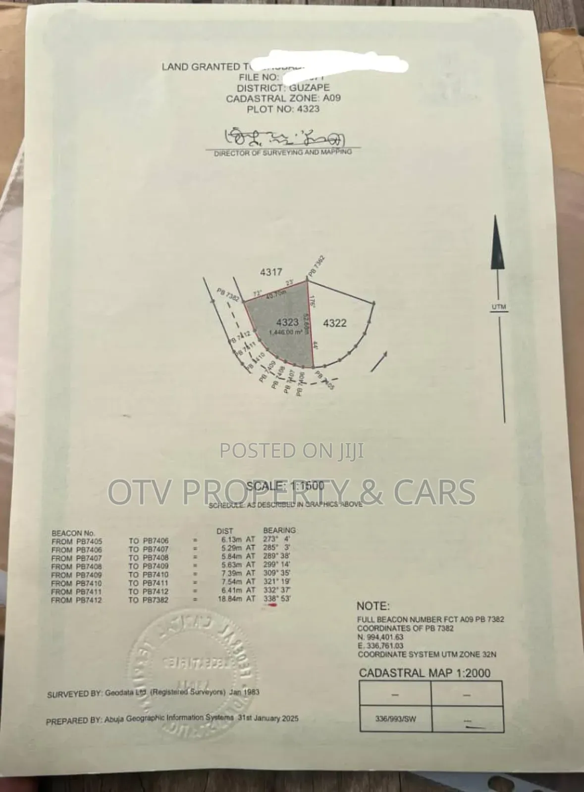 For Sale: 1,446sqm Residential Land at Guzape Main, Abuja in Guzape District