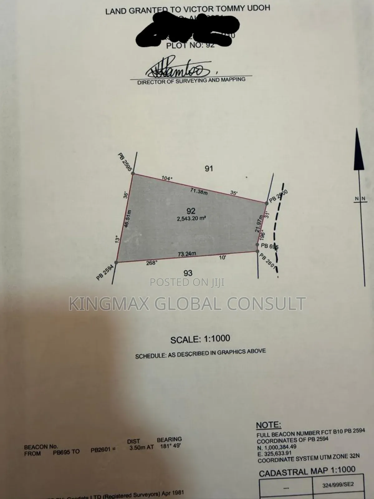 Land for Sale: Size - 2543.20sqm( Dakibiyu) in Dakibiyu