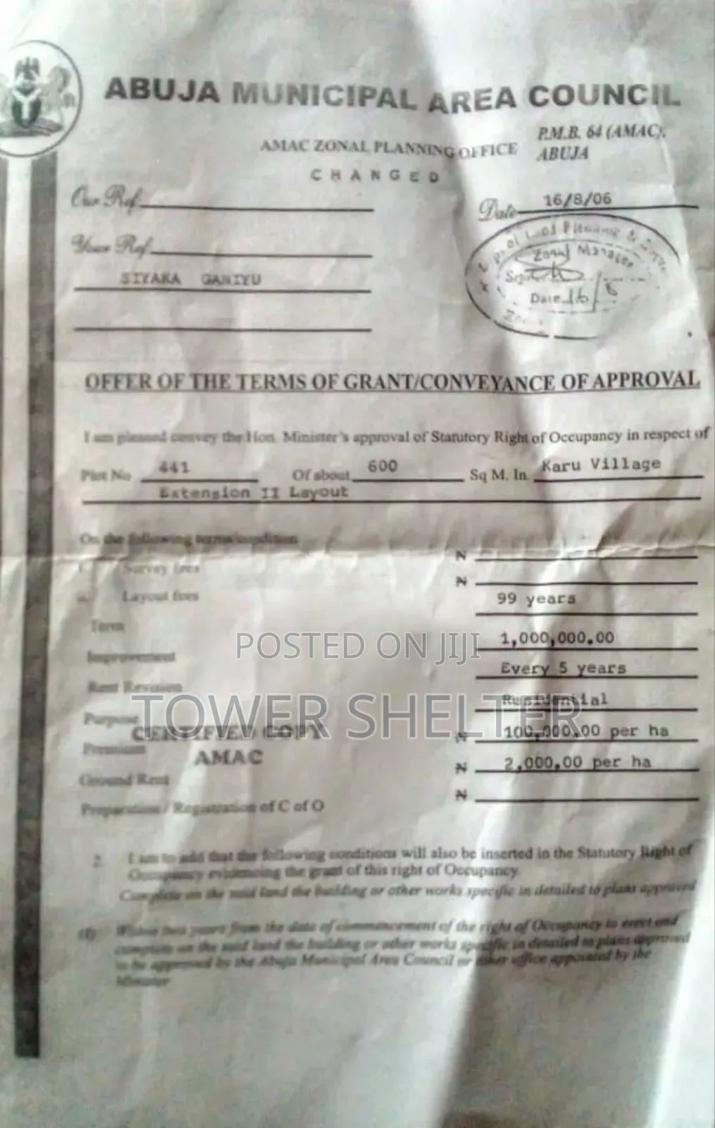 Land for Sale in Phase 4 / Jikwoyi