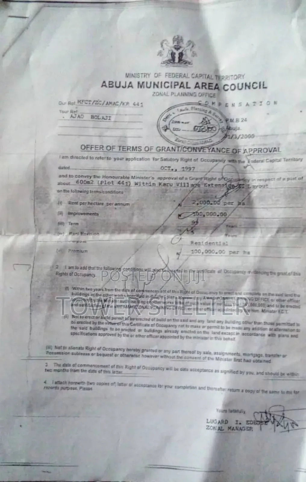 Land for Sale in Phase 4 / Jikwoyi