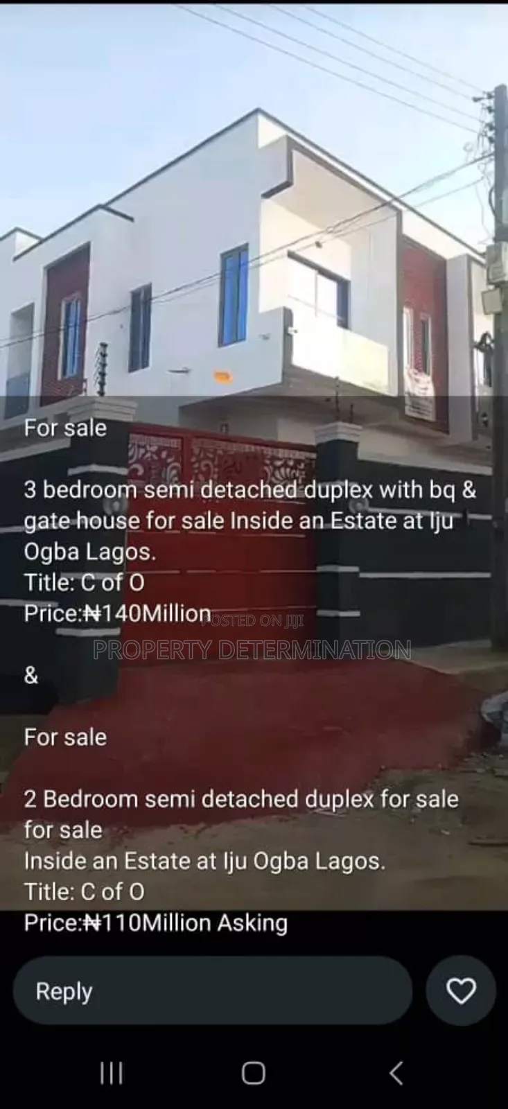 Furnished 3bdrm Duplex in Ogba for sale in Ogba