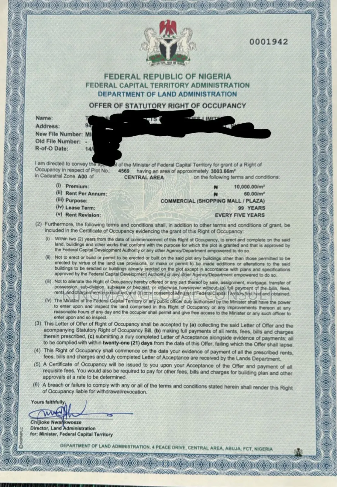 Commercial Plot for Sale in Central Business District