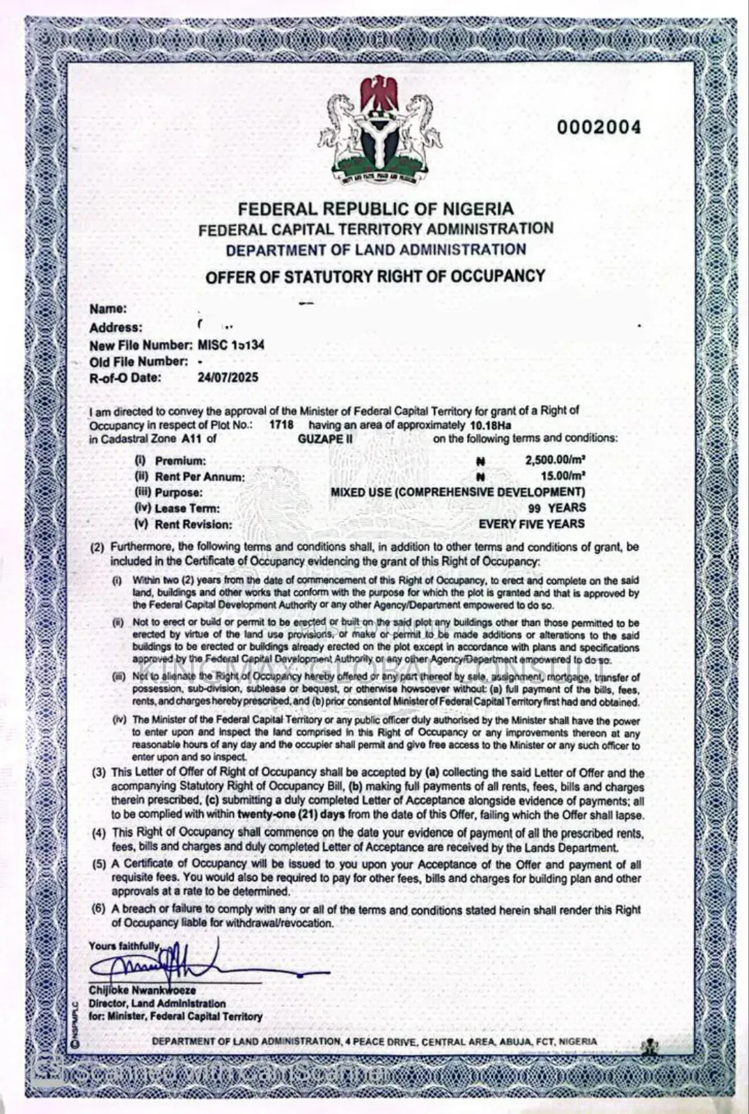 Distress Mega Property for Sale: Purpose: Mix Use R of O in Guzape District