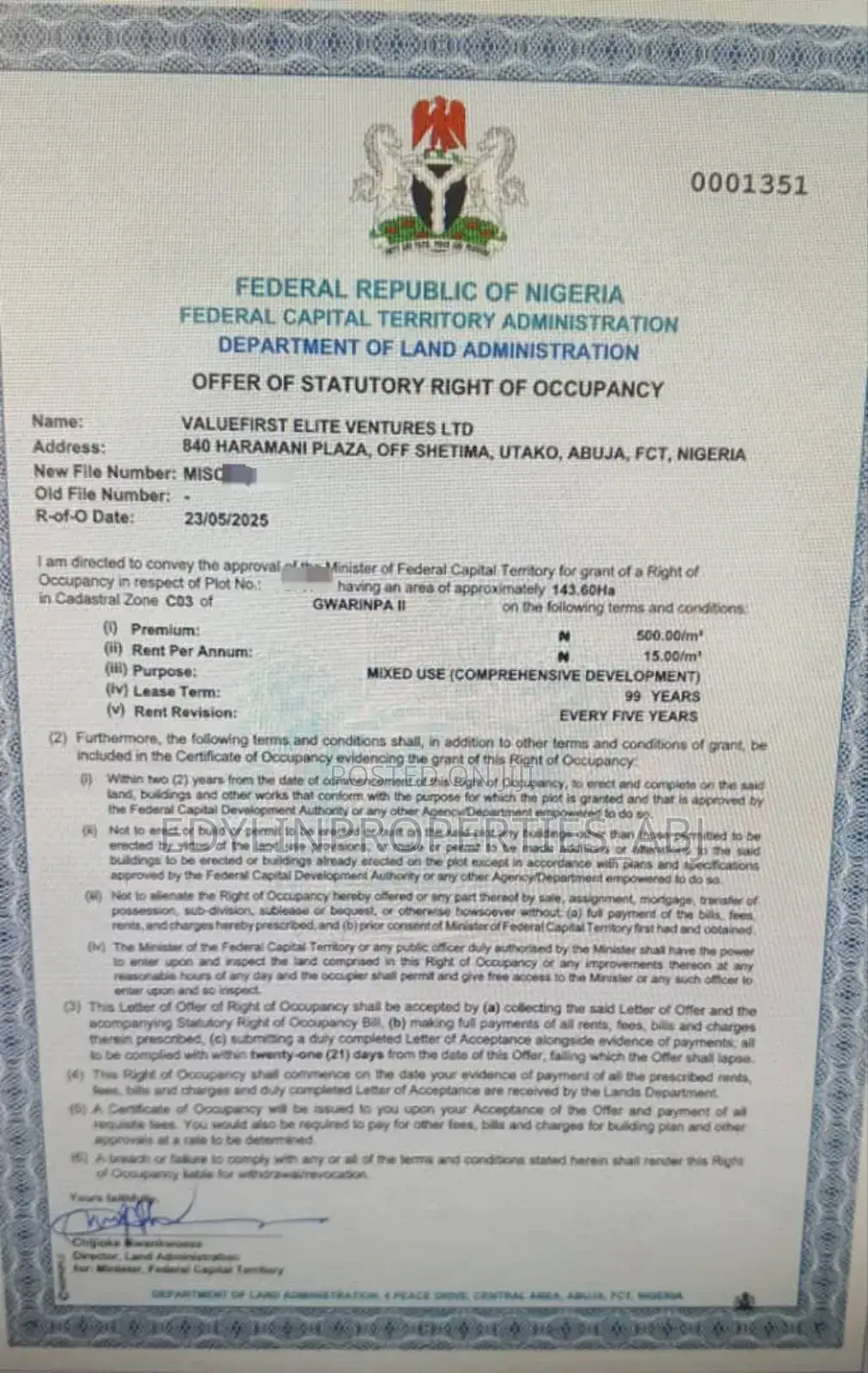 Mixed Used Land 143 Hectares at Gwarimpa Ii in Gwarinpa