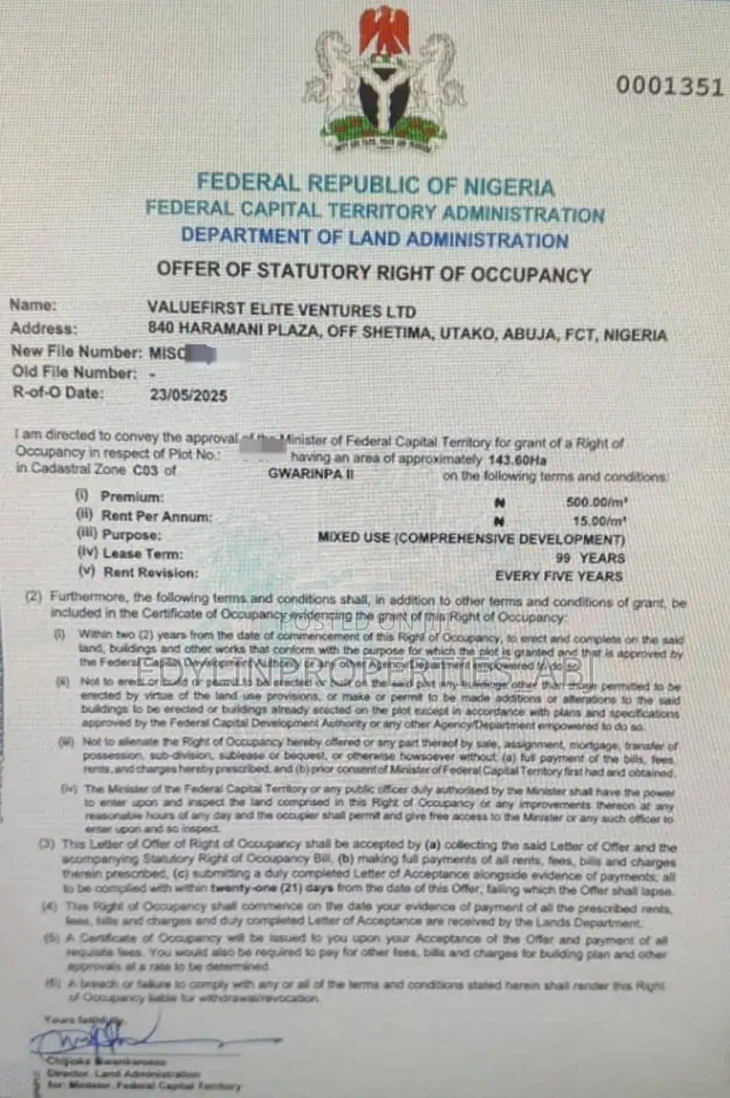 Mixed Used Land 143 Hectares at Gwarimpa Ii in Gwarinpa