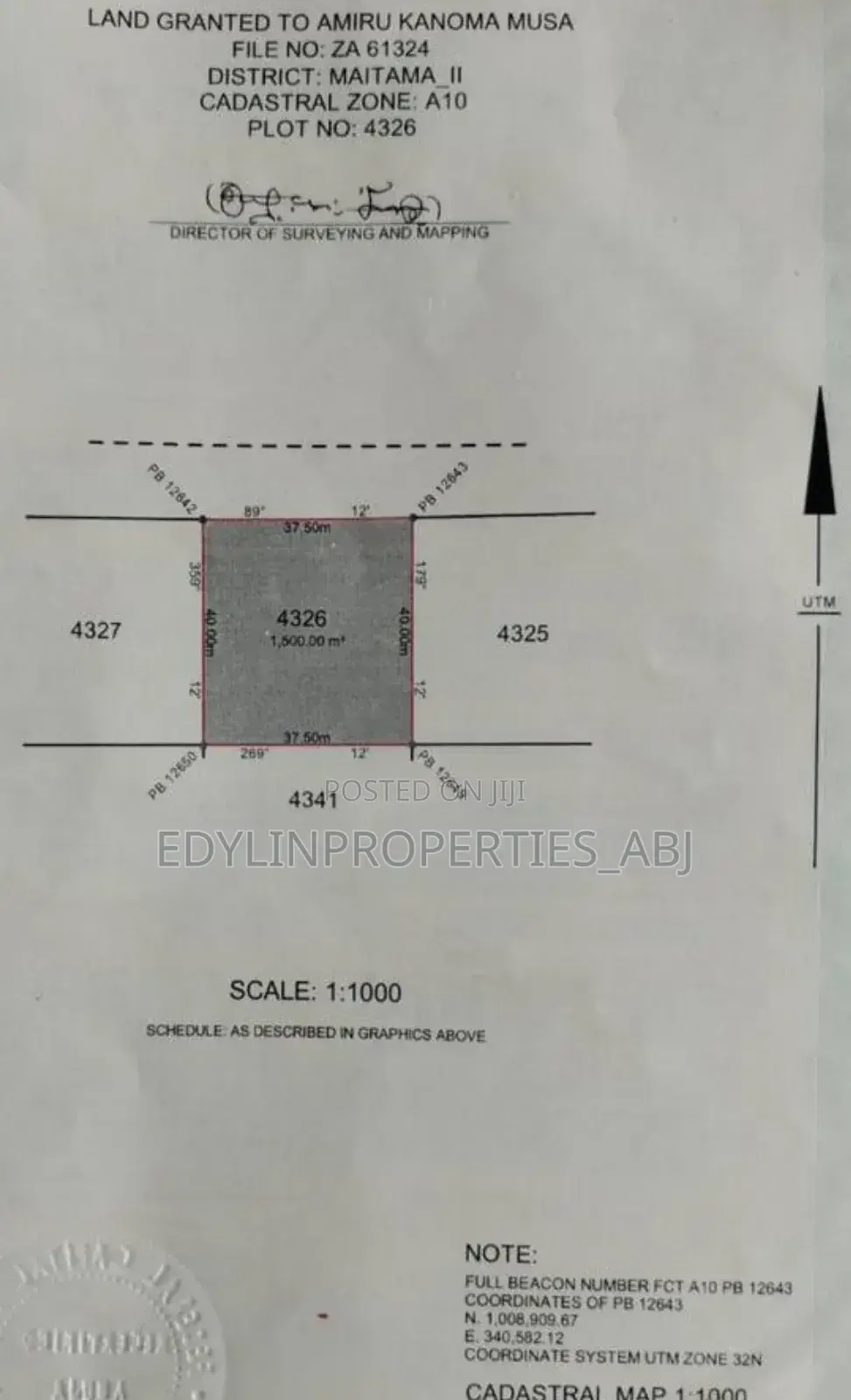 C of O Residential Land at Maitama 2 FCT Abuja in Kukawa