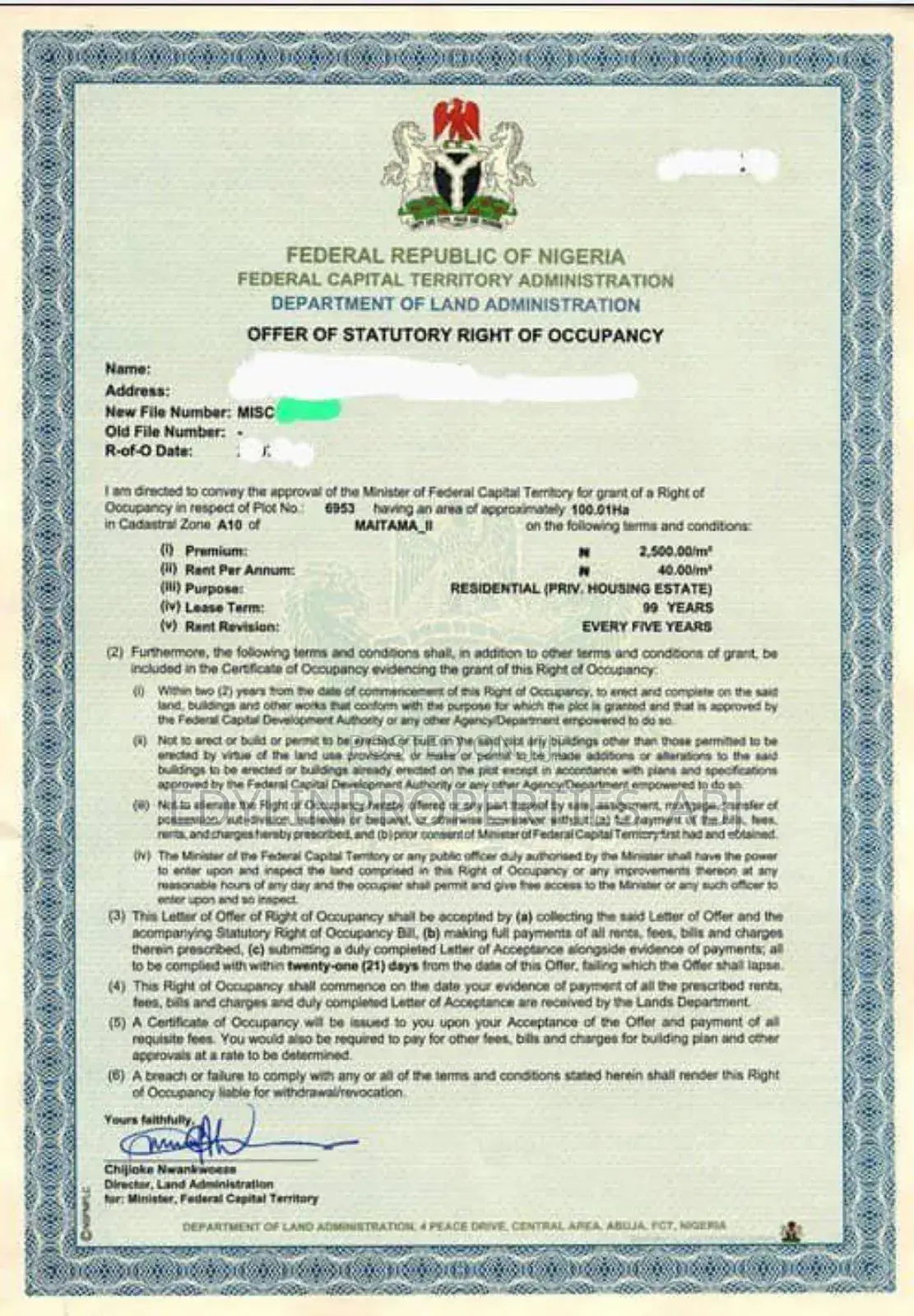 R of O Residential Land at Maitama 2 FCT Abuja in Maitama