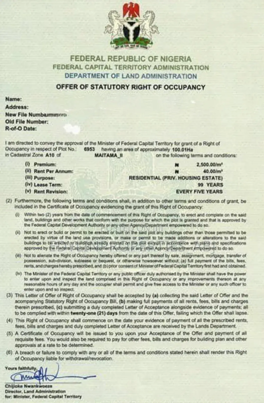 R of O Residential Land at Maitama 2 FCT Abuja in Maitama