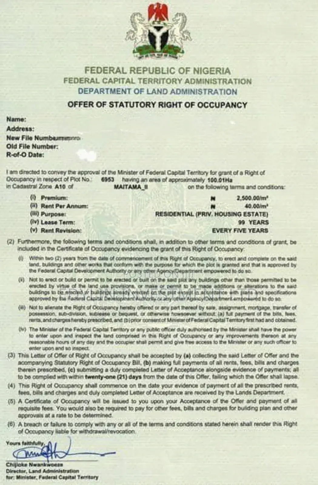 R of O Residential Land at Maitama 2 FCT Abuja in Maitama
