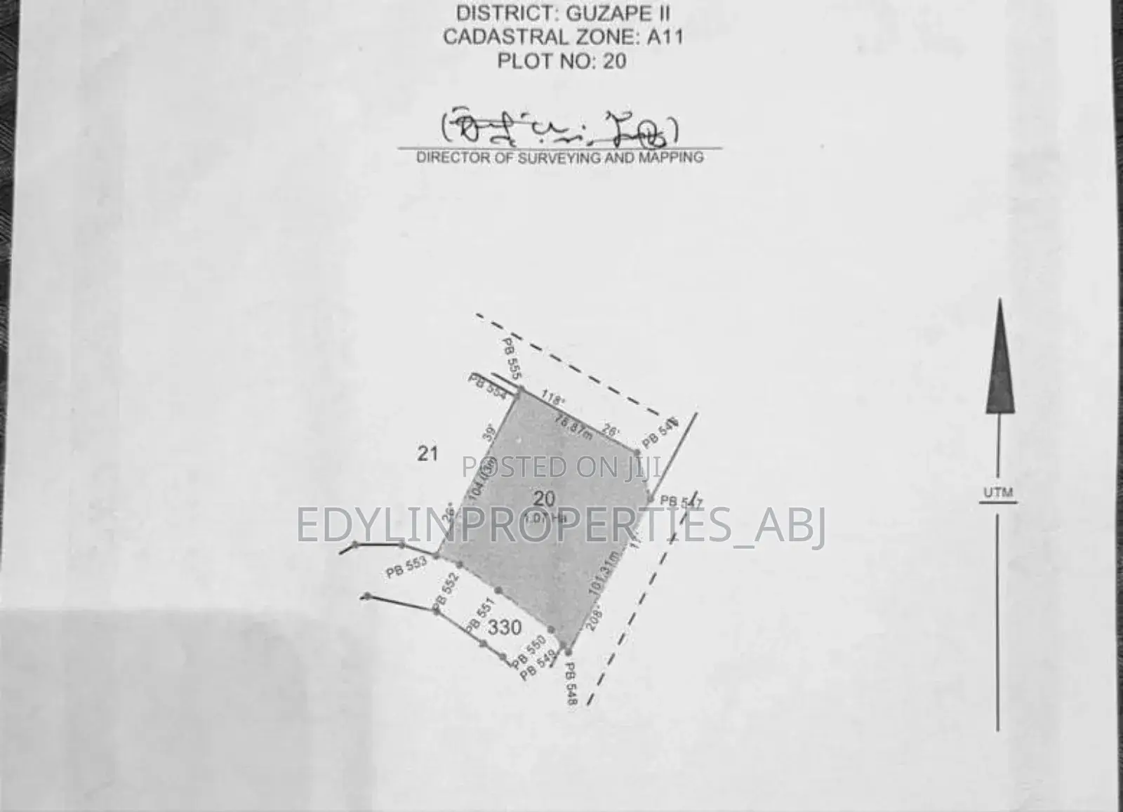 Fcda of C of O Commercial Land at Guzape. FCT Abuja in Guzape District
