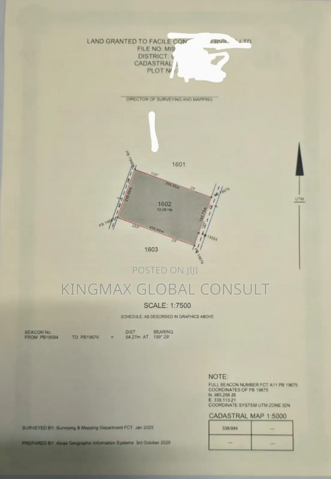 Guzape 11 Plot 1601 and Plot 1602. C of O in Guzape District