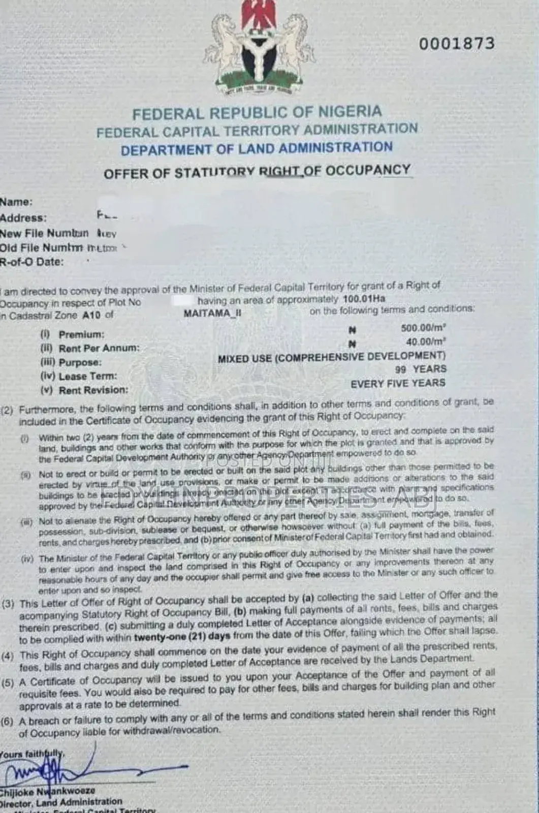 Fcda R of O Mixed Land at Maitama 2 in Maitama
