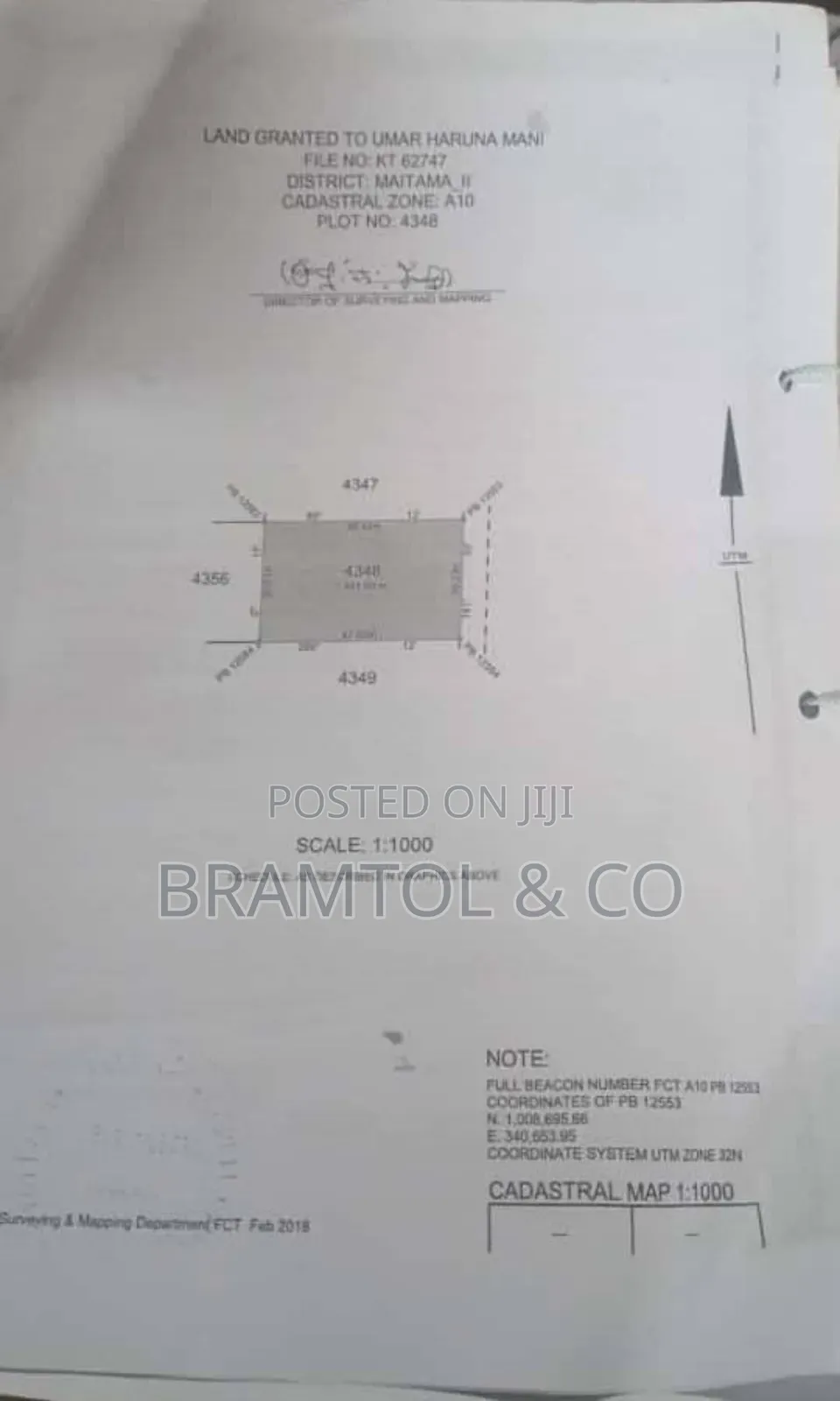 1400sqm Maitama 2 Plot, Handy Cofo in Maitama