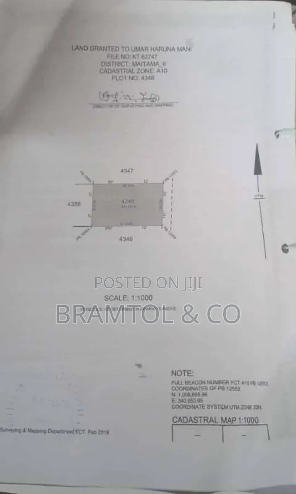 1400sqm Maitama 2 Plot, Handy Cofo in Maitama