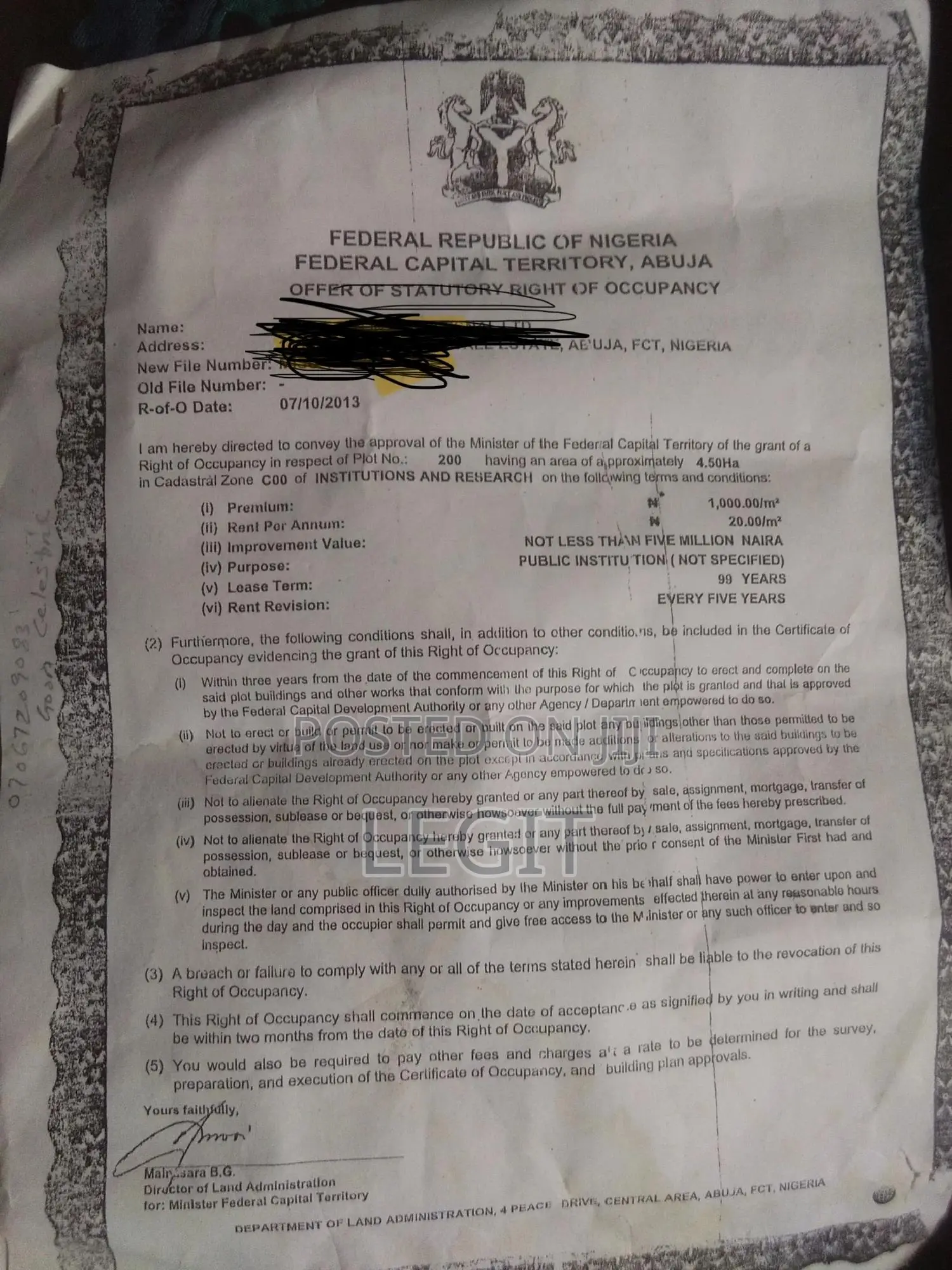 4.5hectares With R Of O in Lugbe District