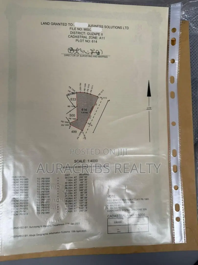 1.50 Hectares for Sale in Guzape 2 in Guzape District