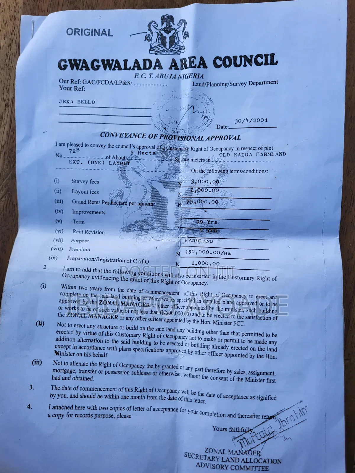 Kaida Farm Land For Sale in Gwagwalada