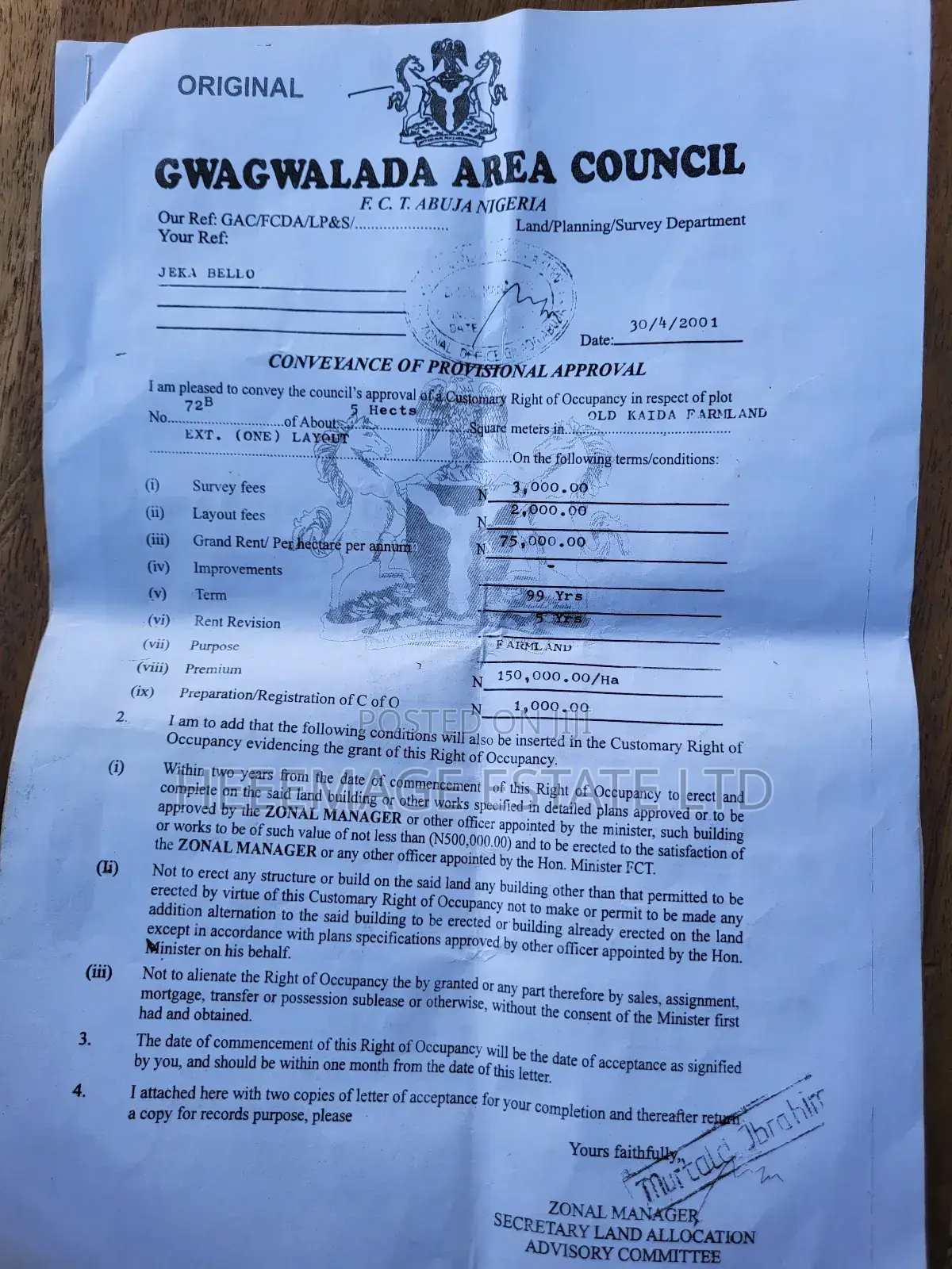 Kaida Farm Land For Sale in Gwagwalada