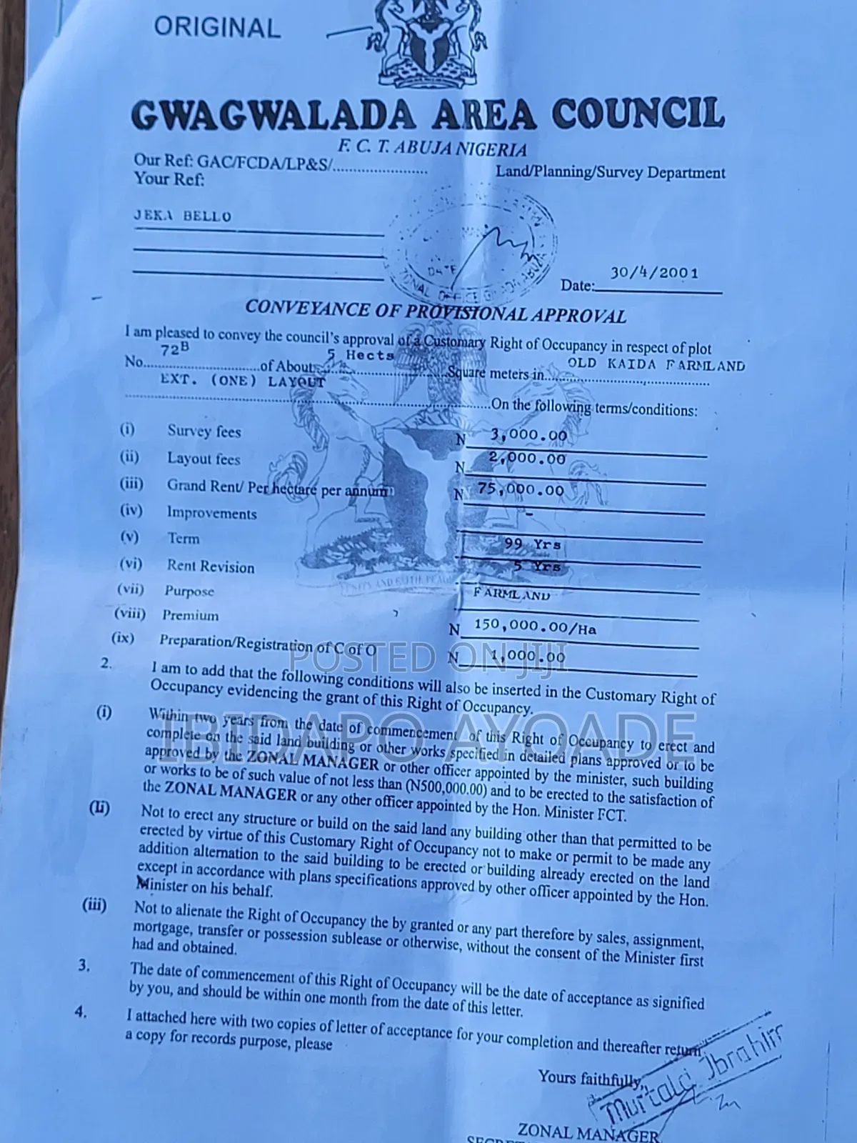 Kaida Farm Land For Sale in Gwagwalada