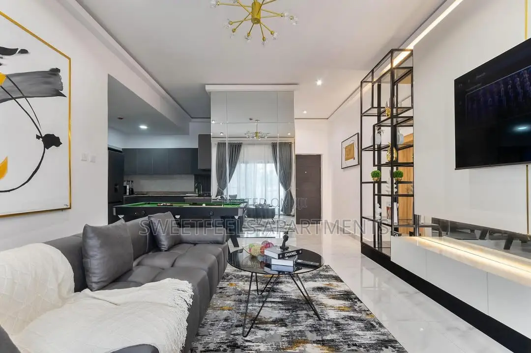 Grey Luxurious 2 Bedroom Apartment With Snooker Board in Lekki Phase 1