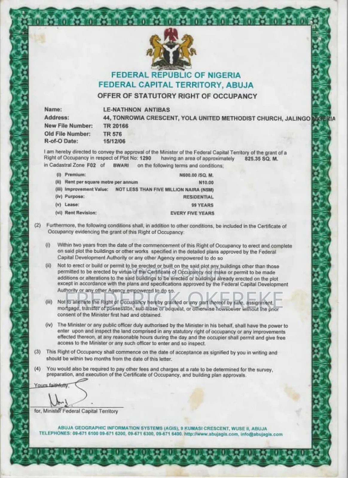 Fenced 825sqm C of O Plot, Opposite Arab Contractors Site, Bwari Abuja in Bwari