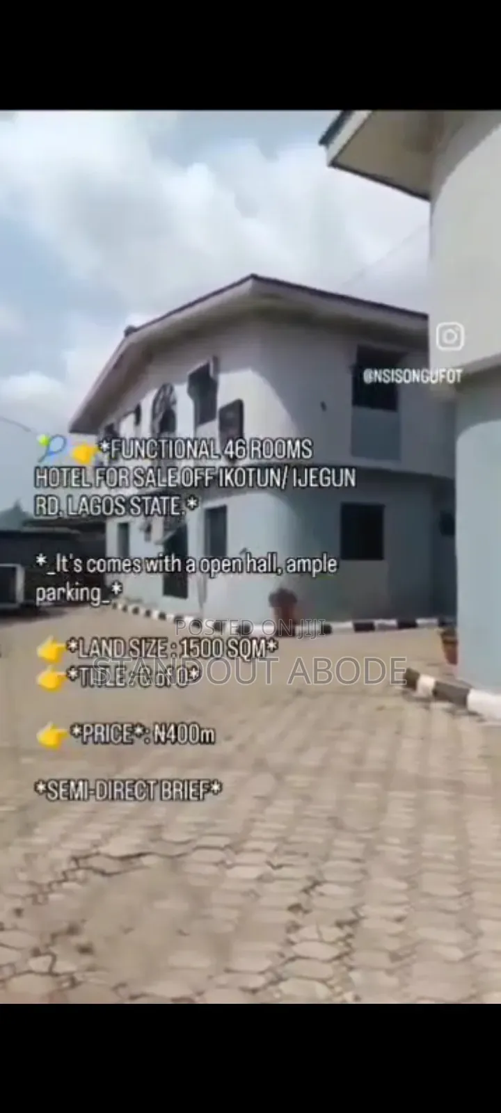 Functional 46 Rooms Hotel for Sale in Ijegun in Ijegun