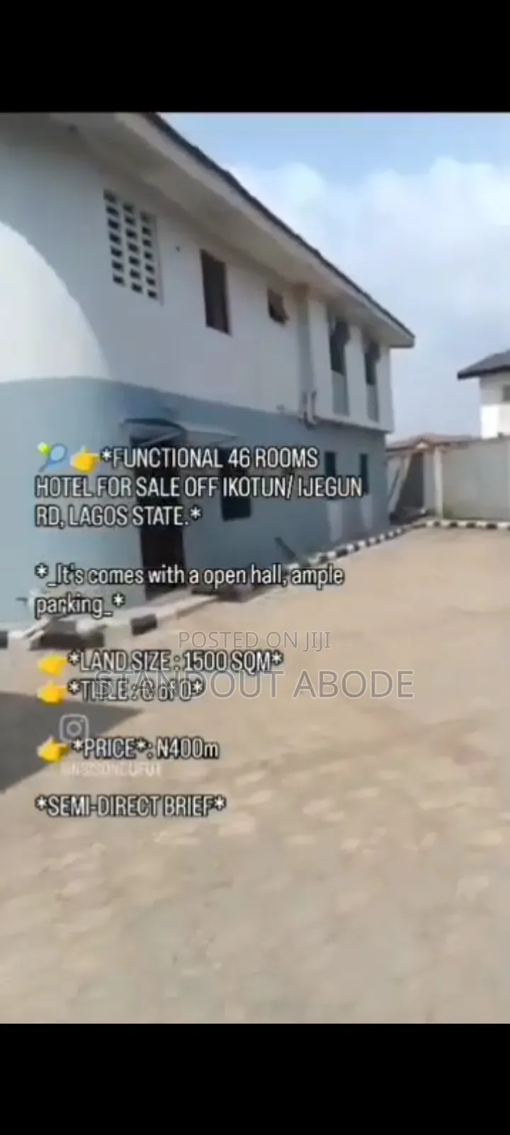 Functional 46 Rooms Hotel for Sale in Ijegun in Ijegun