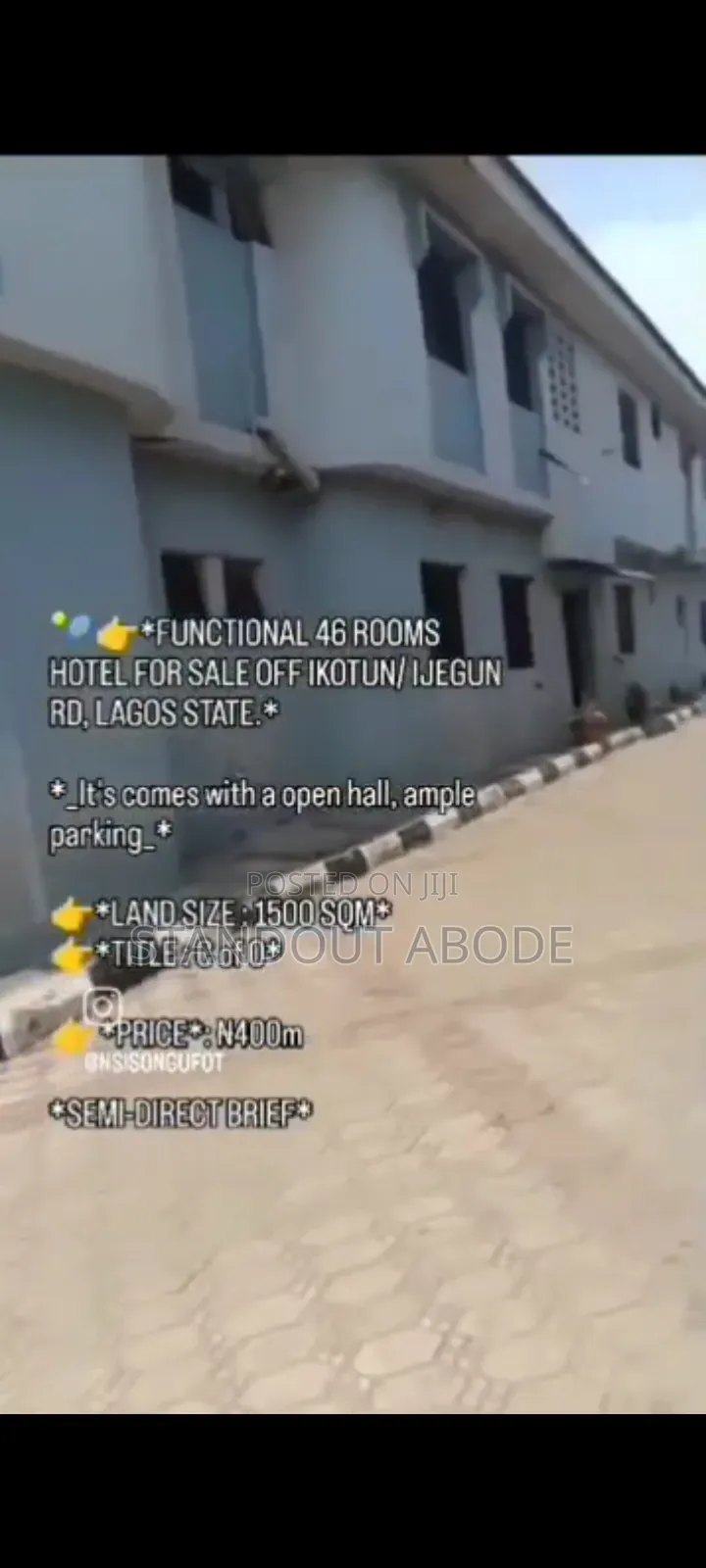 Functional 46 Rooms Hotel for Sale in Ijegun in Ijegun