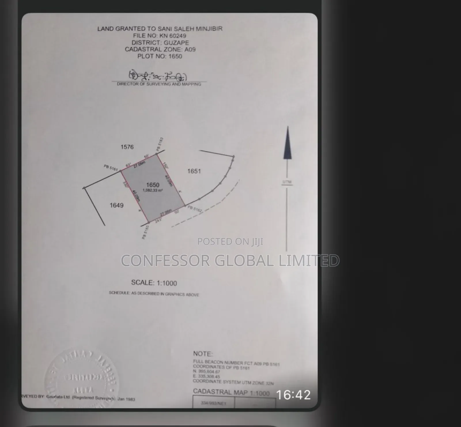 1082.33sqm of Residential Land in Guzape Main Abuja in Guzape District