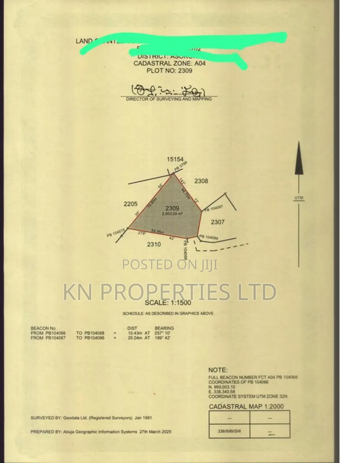 For Sale Residential Land 2600 Square Metres in Asokoro