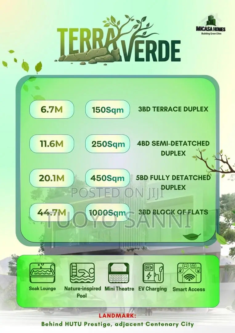 150sqm Land 4 3 Bedroom Terrace Duplex for Sale at Terra Verde in Lugbe District