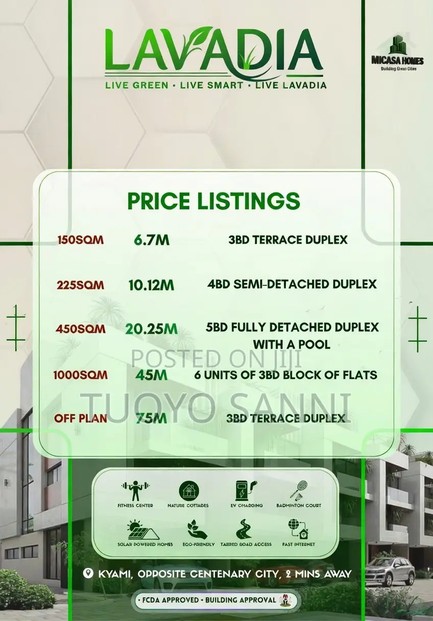 1000sqm 6 Units for 3 Bedroom Block of Flat in Kiami