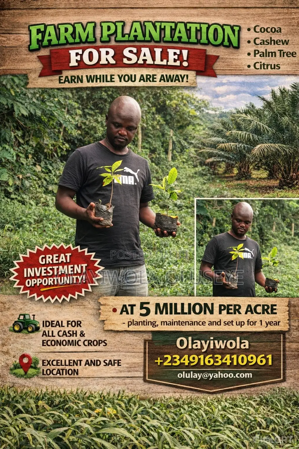 Own a Plantation Farm in Ogun State, Nigeria in Obafemi-Owode
