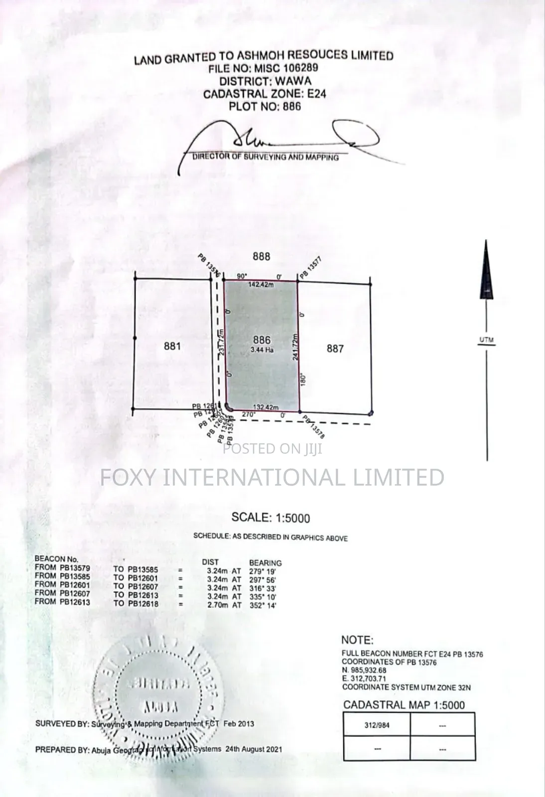 3.44 Hectares of Land at Wawa by Airport Express Way in Lugbe District