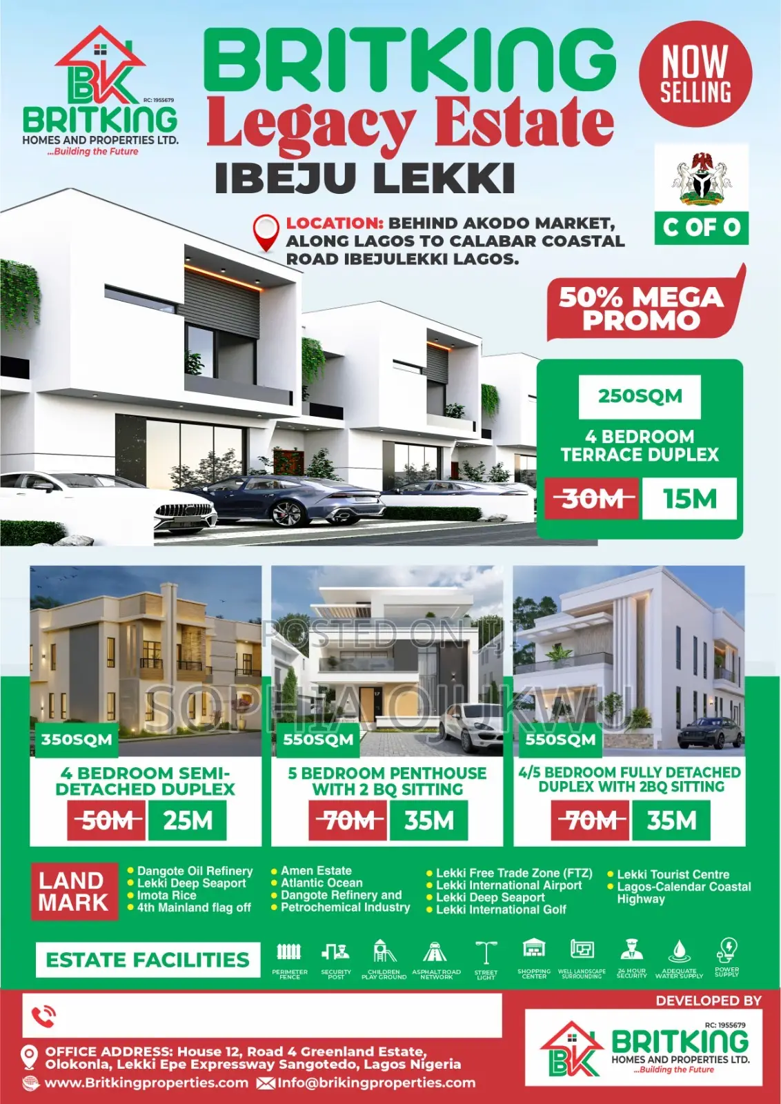 Britking Legacy Estate, Behind Akodo Market.Sizes: 250sqm, 350sqm,550 in Akodo