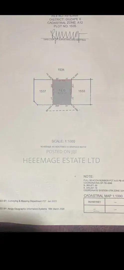 800sqm Plot of Land in Guzape Ii in Guzape District