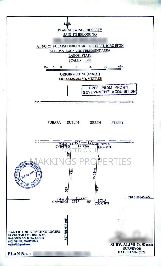 A Plot of Land for Sale in Igbo-Efon (645sqm) in Ikota