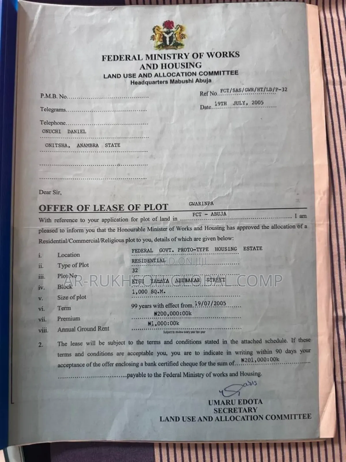 1000m2 Residential Land Inside Works Housing Estate Gwarinpa in Dape